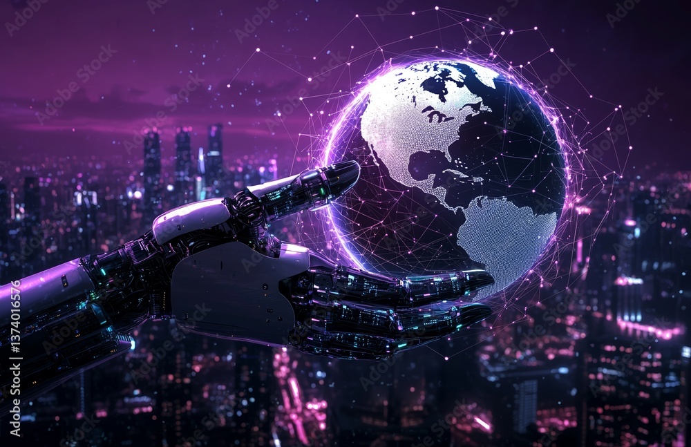 Poster research on robot and cyborg development utilizing 3d rendering and stock ai is being conducted to s