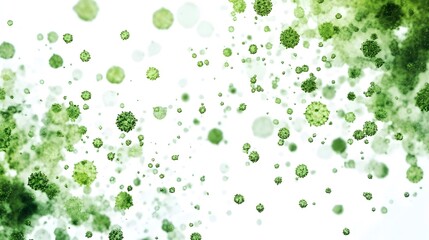 3D Rendering of Green Viruses in a Medical - scientific Context