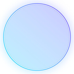 Round neon frame for your design in blue tones. Geometric glowing contours on transparent background