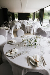 wedding table setting in a restaurant