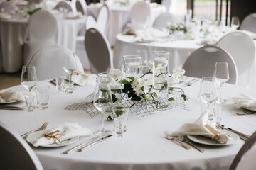 wedding table setting in a restaurant