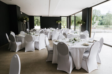 wedding table setting in a restaurant