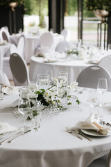 wedding table setting in a restaurant