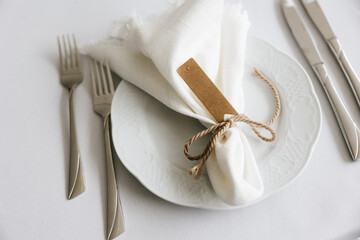 table setting in restaurant