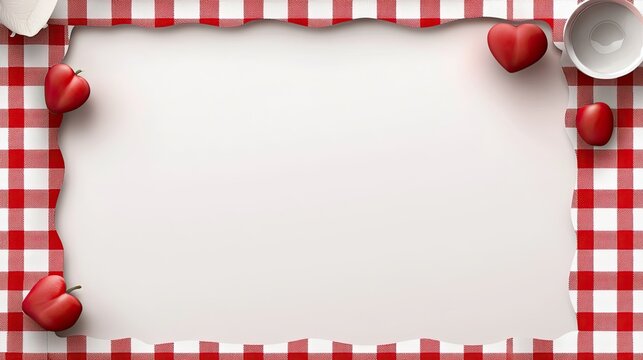 Classic gingham border in red and white checkered pattern, adding a cozy, rustic feel to invitations or seasonal designs.