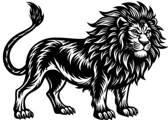 Obraz premium Greek Mythology Nemean Lion Linocut Style Vector File