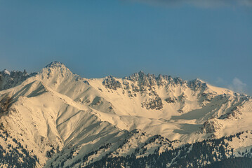 snow covered mountains in winter