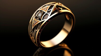 A photo of a bold geometric ring design. ,