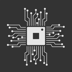 Microchip icon. Microprocessor. Semiconductor computer component. Vector illustration