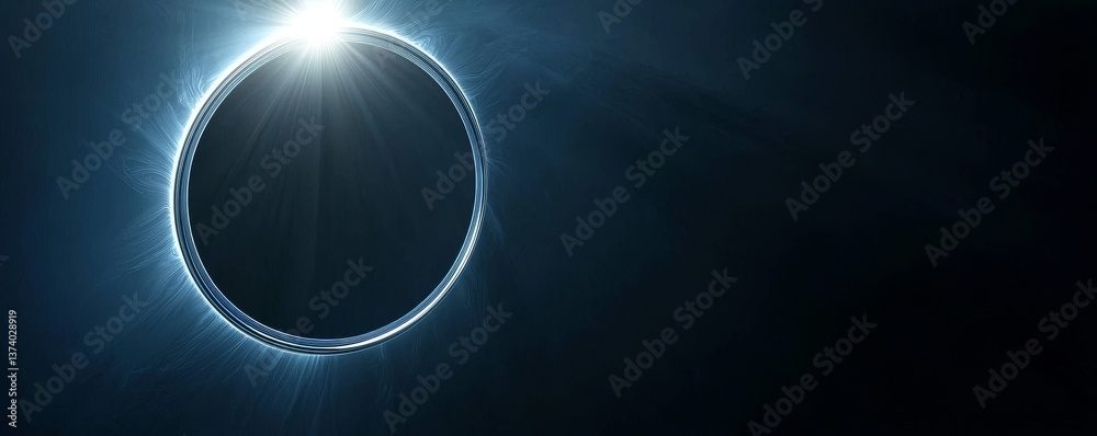 Poster a futuristic design featuring a circular wave panorama with a background that includes lights and sp