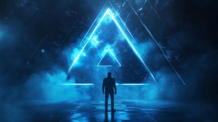 Blue background, made of three points gathered together