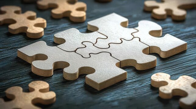 Close-up of Partially Assembled Jigsaw Puzzle