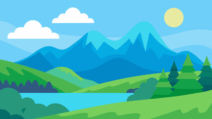 landscape with mountains and blue sky