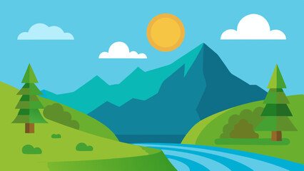 Obraz premium landscape with mountains and blue sky