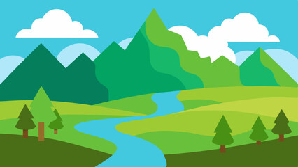 Obraz premium landscape with trees and mountains