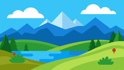 landscape with mountains and blue sky