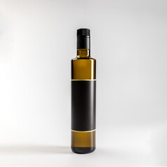 Mockup of premium extra virgin olive oil bottle, on white background with copyspace, 500 ml, real photo