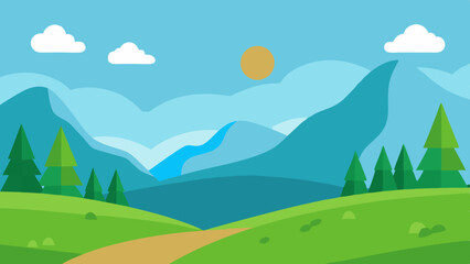 Obraz premium landscape with mountains and blue sky