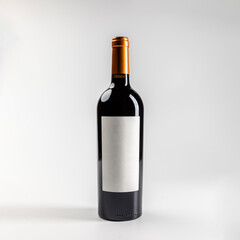 Mockup of classic bottle of red wine garnacha, on white background with copyspace, 750 ml, real photo