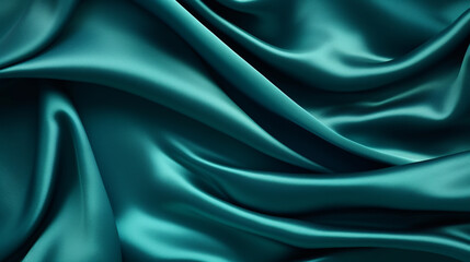 Obraz premium Dark teal and emerald green silk satin with a shiny, smooth fabric, exuding luxurious elegance.