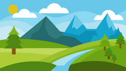 Obraz premium landscape with mountains and blue sky