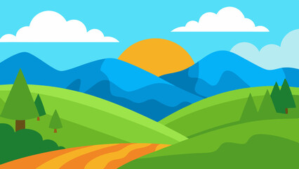 Obraz premium landscape with mountains and blue sky