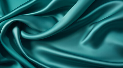 Obraz premium Dark teal and emerald green silk satin with a shiny, smooth fabric, exuding luxurious elegance.