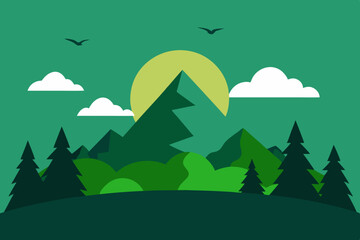 vector illustration of mountain landscape with trees