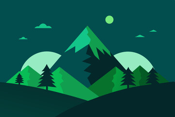 vector illustration of mountain landscape with trees