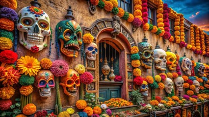 Día de los Muertos Urban Exploration: Crumbling Building, Sugar Skulls, Ofrendas