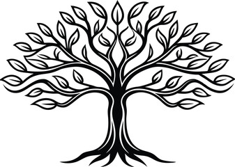 Obraz premium Tree vector Illustration with Roots 