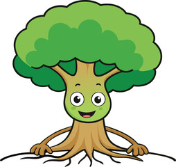  Tree vector Illustration with Roots 