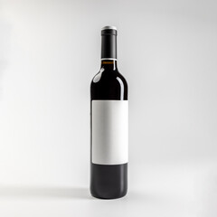 Mockup of classic bottle of red wine garnacha, on white background with copyspace, 750 ml, real photo