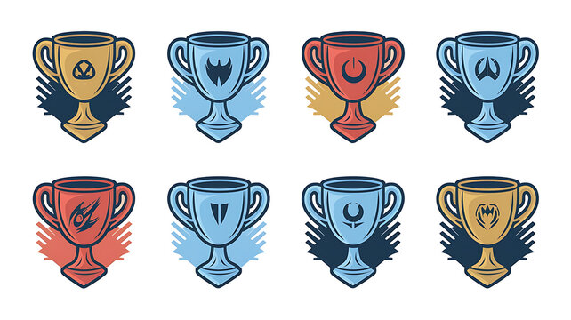Set of stylized trophy designs suitable for esports or gaming branding