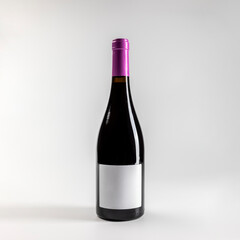 Mockup of classic bottle of red wine garnacha, on white background with copyspace, 750 ml, real photo