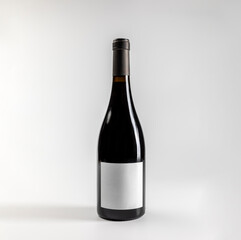 Mockup of bottle of red wine garnacha, elegant, on white background with copyspace, 750 ml, real photo
