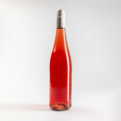 Mockup of bottle of rosado tempranillo and cabernet sauvignon, on white background with copyspace, 750 ml, real photo