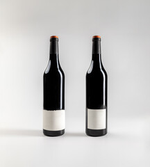 Mockup of a bottle of old vines Grenache red wine, on white background with copyspace, 750 ml, real photo