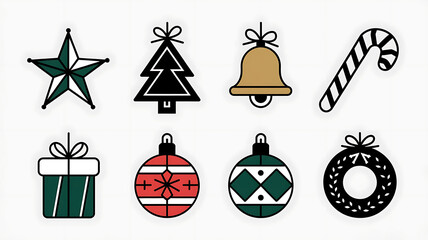 Christmas icons minimalist style holiday decorations