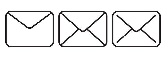 Mail icon. Email sign. Envelope vector set. Send message sign. Received message. Isolated mail icon. Open envelope symbol. Post letter set. EPS 10.