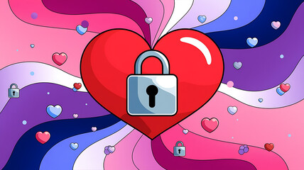 Love locked secure and protected A stylized Valentine's Day graphic