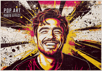 Vintage Pop Art Retro Photo Effect Mockup