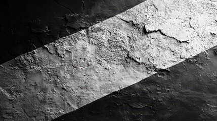 Monochrome abstract composition showcasing textured surfaces and geometric shapes with a striking interplay of light and shadow