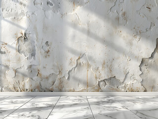 Minimalist white broken wall  background.