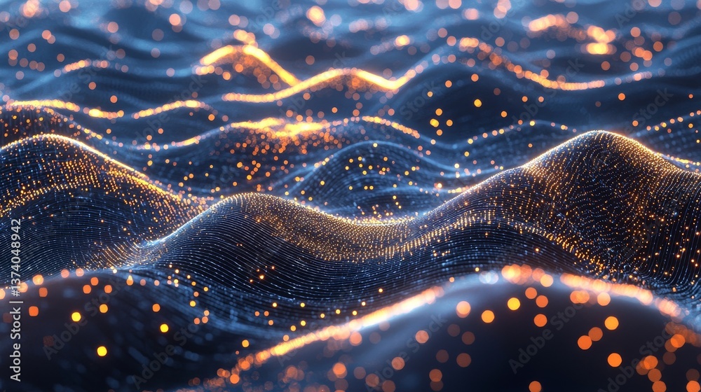 Wall mural a futuristic technological backdrop featuring glowing particles and lines set amidst an abstract dig