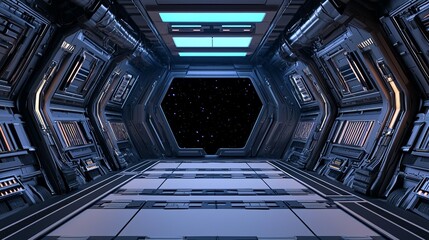 Obraz premium A futuristic and abstract glass interior sits atop a bare and empty concrete floor