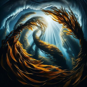 The hypnotic sway of kelp forests in ocean currents embodies fle