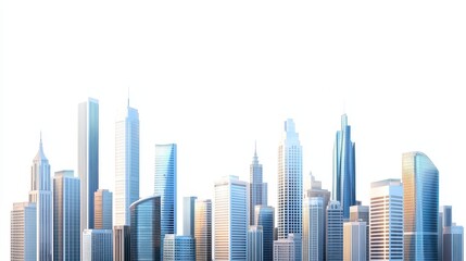 A city skyline clipart with a collection of skyscrapers, representing urban development and modern living.