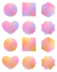 色むらのあるカラフルな水彩タッチの図形フレームイラストセット