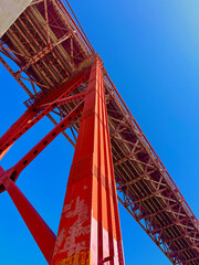 Close-up of a bridge in Lisbon against the kky